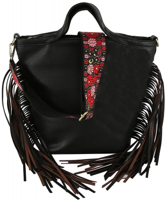 Fashoin Fringe Guitar Strap Satchel LQ316 BLACK